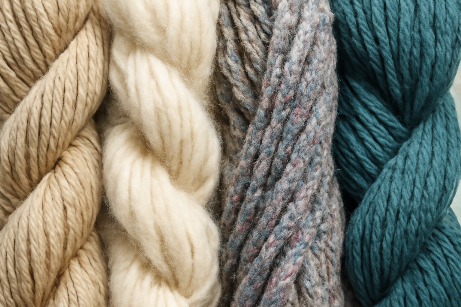 Close-up of natural and recycled textile fibers